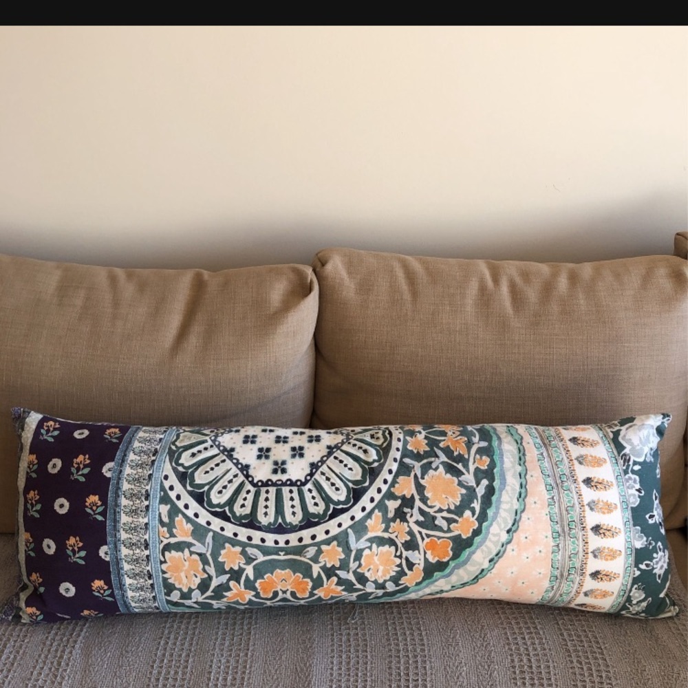 Anthropologie Aurora multicolor pillow 
13” x 39”
2 sides print